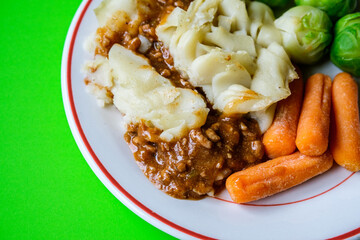 Classic Minced Lamb Shepherds Pie With Brussel Sprouts And Carrots