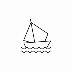 sailboat on water icon sign vector