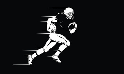 Energetic American Rugby Player Sprinting Silhouette