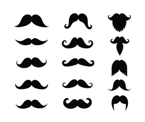 Vector mustache icons silhouette set