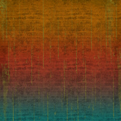 Colorful grunge background with gradient tones of yellow, red, and teal, distressed texture and vertical streaks ideal for abstract designs, posters, and creative graphic projects.