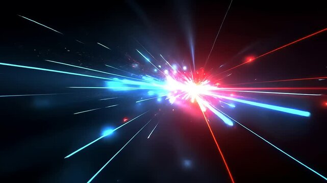 Abstract energetic light beams clashing