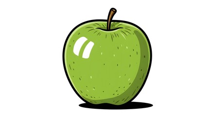Vibrant Green Apple Illustration A Fresh and Juicy Digital Drawing