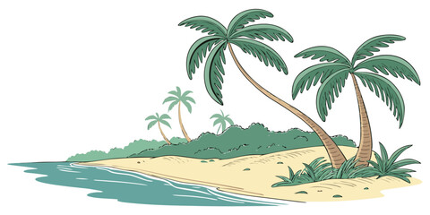 tropical island with palm trees