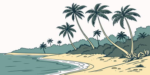 tropical beach with palm trees