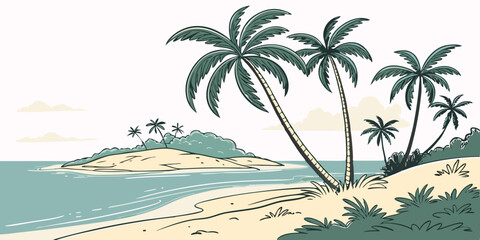 tropical beach with palm trees