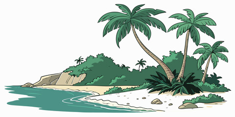 tropical island with palm trees