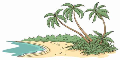 tropical beach with palm trees