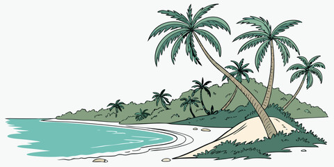 tropical beach with palm trees