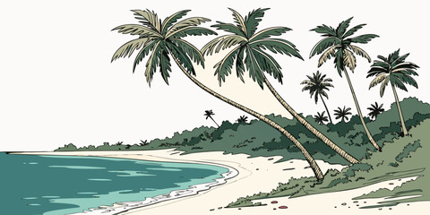 tropical beach with palm trees