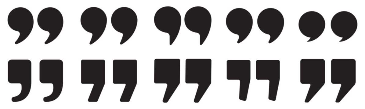 Quote icon vector illustration. Quotation mark sign and symbol. Set of quote mark . Quotation mark icon collection on white background. double quotation vector symbol. 