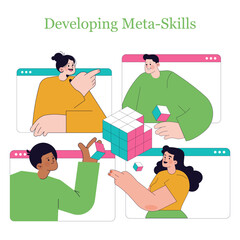 Online Learning. Flat Vector Illustration