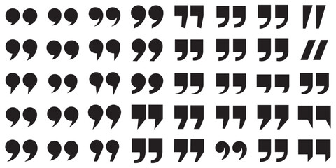 Quote icon vector illustration. Quotation mark sign and symbol. Set of quote mark . Quotation mark icon collection on white background. double quotation vector symbol. 