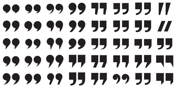 Quote icon vector illustration. Quotation mark sign and symbol. Set of quote mark . Quotation mark icon collection on white background. double quotation vector symbol. 