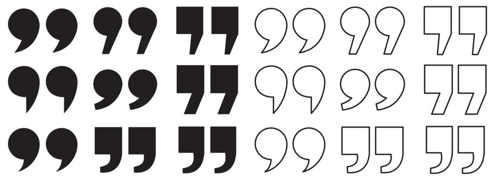 Quote mark. Quotes icon set. Quote symbol. Simple quotes collection. Quote icon vector illustration. Quotation mark sign and symbol. Set of quote mark . Quotation mark icon collection. 