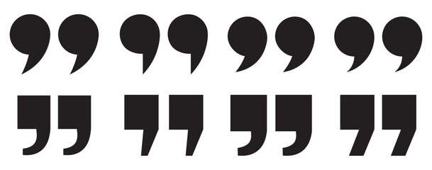 Quote icon vector illustration. Quotation mark sign and symbol. Set of quote mark . Quotation mark icon collection on white background. Collection of Quote Mark Vector Illustration. 