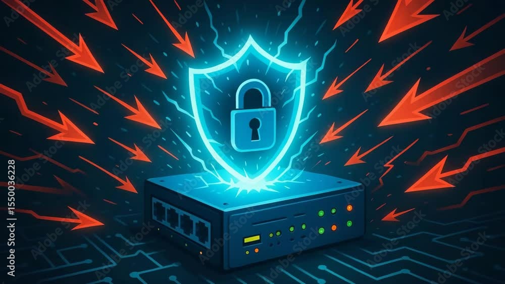 Aufkleber a vibrant representation of cybersecurity featuring a shield with a padlock emerging from a network 