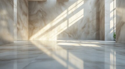 Empty marble room with light. Good for interior design, presentation mockups.