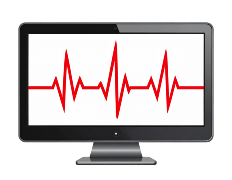 Heartbeat Monitor Icon with Red ECG Line, Transparent PNG