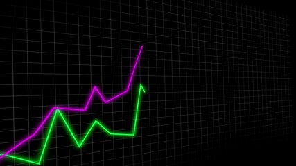 Animated currency charts, dollar and euro exchange rate trends, rising green and purple graph motion, forex market animation - Powered by Adobe