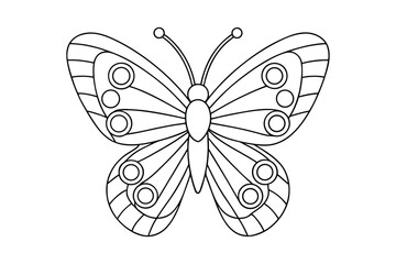 Butterfly outline  vector, Set of black Butterfly coloring page 