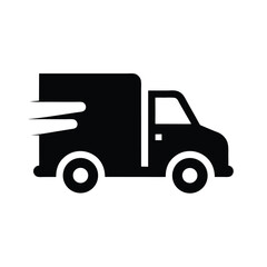 Fototapeta premium silhouette delivery truck logo icon