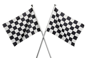 Fototapeta premium Checkered flags crossed, racing theme, motorsport finish line symbol, black and white pattern
