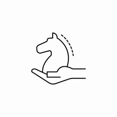 hand holding knight chess icon sign vector