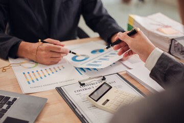 Business team discuss and explain marketing plan to plan financial strategy for business owner...