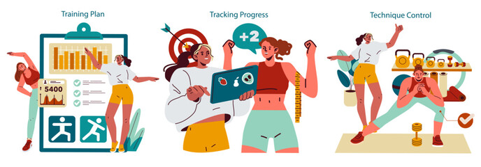 Personal Trainer. Flat Vector Illustration