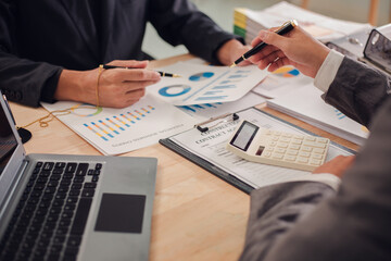 Business team discuss and explain marketing plan to plan financial strategy for business owner...