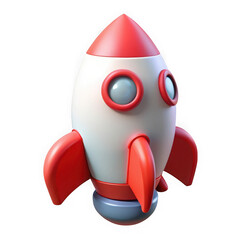 Fototapeta premium Cartoon rocket ship 3d render isolated on transparent background