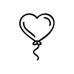 Handdrawn Line Art Heart Shaped Balloon Simple Design Romantic Symbol love romance
