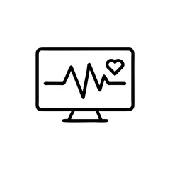 Handdrawn Heart Rate Monitor Displaying E K G Waveform on Computer Screen vector