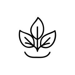 Handdrawn Line Art Three Leaves Plant Simple Minimalist Botanical vector