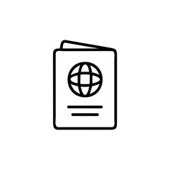 Handdrawn Passport Icon Line Art Global Travel Document Symbol globe
