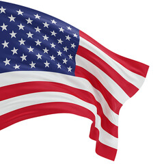 Fototapeta premium American Flag Waving Red White Blue isolated on a transparent background