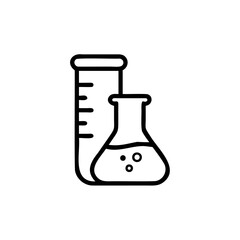 Handdrawn Line Art of a Graduated Cylinder and Erlenmeyer Flask with Bubbles vector