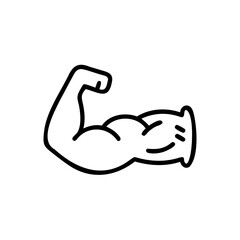 Handdrawn Line Art Bicep Muscle Flexing Strong Arm Power Icon vector
