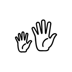 Two Handdrawn Outline Hands Adult Child Size Difference vector