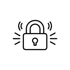 Handdrawn Line Art Padlock Icon Security Alert Signal Wireless vector