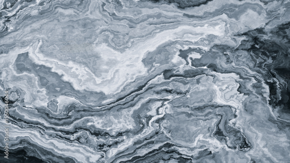 Poster a grey blue and black painting of a wave. painting is abstract and has a sense of movement