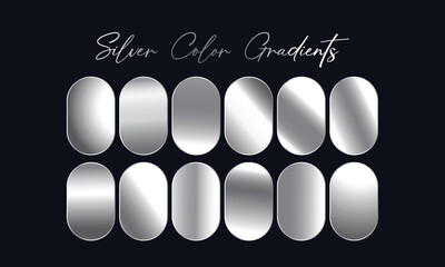 Silver Gradient | Premium Metallic Silver Gradient Stripe | Silver Chrome Gradient Stripes Swatch Set | silver color palette | White Silver Gradient | Silver Luxury Gradient