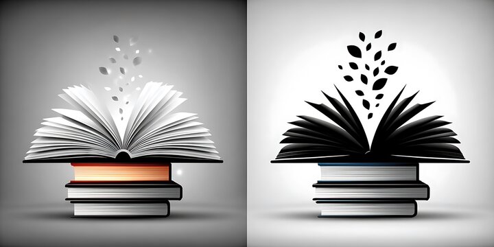 Open Books with Leaves