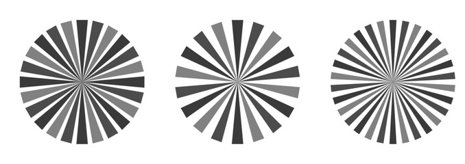 Retro black white sun rays bg. Pop art comic cartoon element.