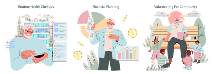 Silver Society. Flat Vector Illustration