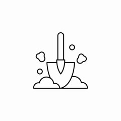 shovel digging dirt icon sign vector