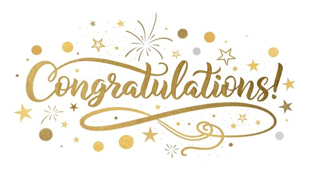 Festive Gold Glitter Congratulations Message with Stars and Fireworks perfect for celebrations cards and design projects