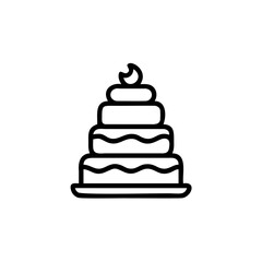 Handdrawn Line Art Four Layered Cake Icon Dessert Sweet Treat Birthday Celebration