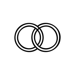 Intertwined Double Circles Handdrawn Line Art Wedding Rings Symbol vector